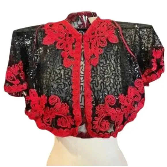 Mesh Embroidered Sequin Top M NWT - Picture 7 of 8